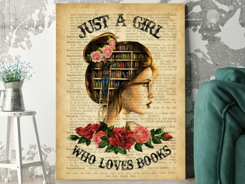 Girl who loves books Gallery Leinwand
