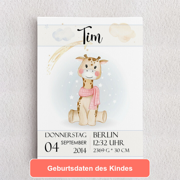 Leinwand zur Geburt Hase träumt Personalisierbares Leinwandbild