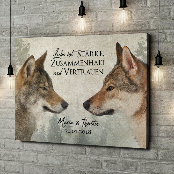 Wolf Love Personalisierbares Leinwandbild Liebesleinwand.de